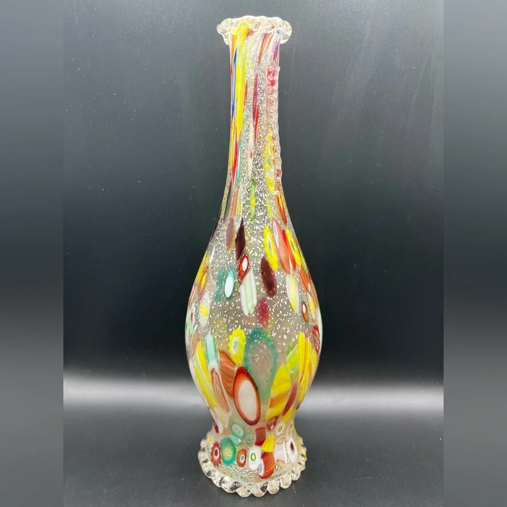 Murano glass millefiori vase or decanter